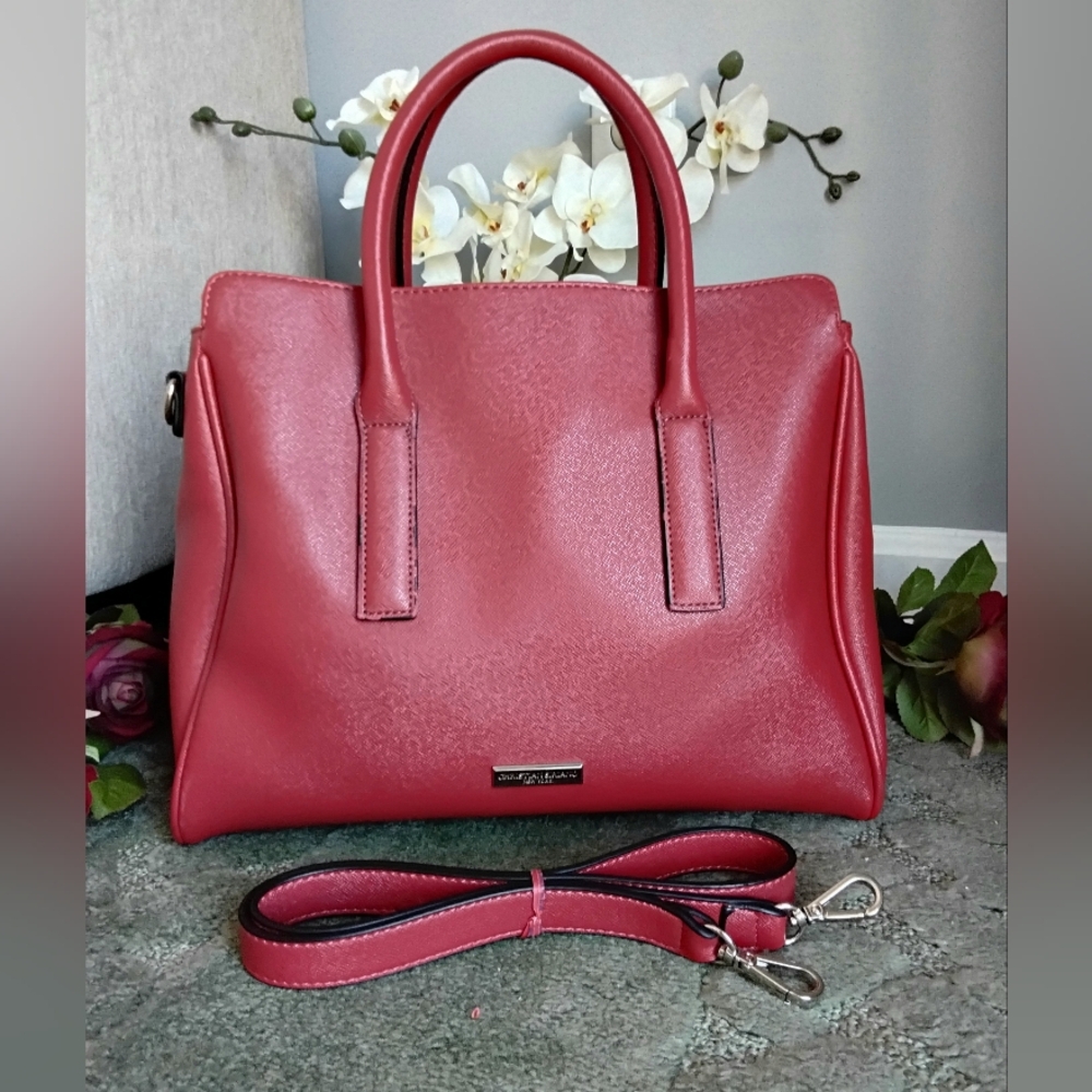 Cristian Siriano Red Pebbled Leather 3 Compartment Crossbody